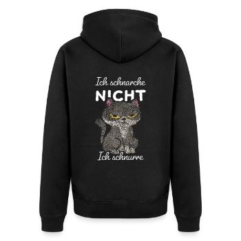 Schnurren Schlafshirt Schnarchshirt Morgenmuffel - Unisex Premium Bio Zip Hoodie - Schwarz - Hinten - Nico (187cm)