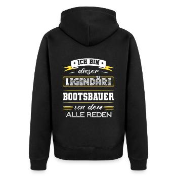 Ich Bin Dieser Legendäre Bootsbauer Geschenk - Unisex Premium Bio Zip Hoodie - Schwarz - Hinten - Nico (187cm)