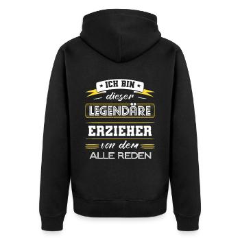 Ich Bin Dieser Legendäre Erzieher Geschenk - Unisex Premium Bio Zip Hoodie - Schwarz - Hinten - Nico (187cm)
