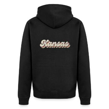 Vintage Hippie 70s USA État - Retro Kansas - Veste à capuche bio Premium Unisexe - noir - Dos - Nico (187cm)