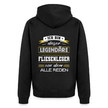 Ich Bin Dieser Legendäre Fliesenleger Geschenk - Unisex Premium Bio Zip Hoodie - Schwarz - Hinten - Nico (187cm)