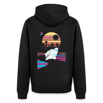 Motocycliste Cyclomoteur Vaporwave Moto - Veste à capuche bio Premium Unisexe - noir - Dos - Nico (187cm)