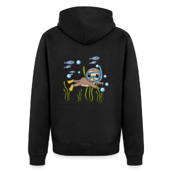 Scuba Diving Sloth Lazy Animal Diving I Gift - Unisex Premium Organic Zip Hoodie - black - Back - Nico (187cm)