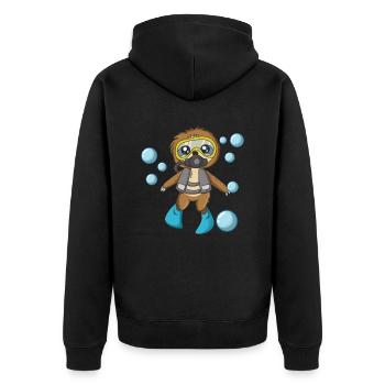 Scuba Diving Sloth Lazy Animal Diving I Gift - Unisex Premium Organic Zip Hoodie - black - Back - Nico (187cm)