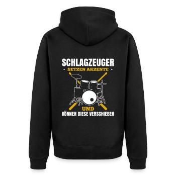Schlagzeuger Setzen Akzente Und Können Verschieben - Unisex Premium Bio Zip Hoodie - Schwarz - Hinten - Nico (187cm)