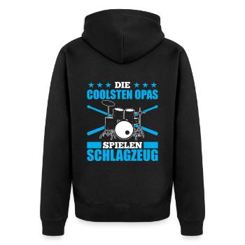 Die Coolsten Opas Spielen Schlagzeug Schlagzeuger - Unisex Premium Bio Zip Hoodie - Schwarz - Hinten - Nico (187cm)