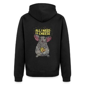 Rats Mouse Owner House Mouse Cheese Cheese Lover - Unisex Premium Organic Zip Hoodie - black - Back - Nico (187cm)