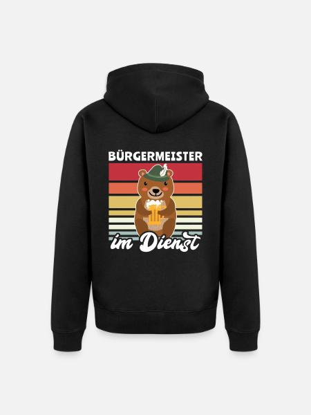 Bürgermeister Bär Bier Buergermeister - Unisex Premium Bio Zip Hoodie - Schwarz