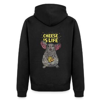 Mouse Owner Rats Rodent House Mouse Cheese Cheese Cheesemaker - Unisex Premium Organic Zip Hoodie - black - Back - Nico (187cm)