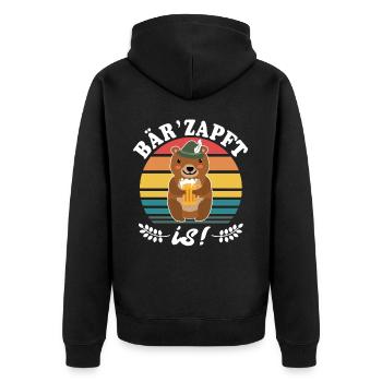 Bier Bayern Dialekt Bär Volksfest Biersprüche - Unisex Premium Bio Zip Hoodie - Schwarz - Hinten - Nico (187cm)