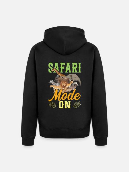 Safari-modus Ein - Familiensafari - Unisex Premium Bio Zip Hoodie - Schwarz