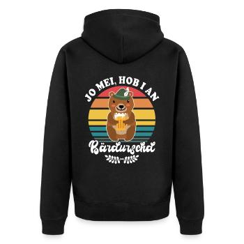 Bier Bayern Dialekt Bär Volksfest Biersprüche - Unisex Premium Bio Zip Hoodie - Schwarz - Hinten - Nico (187cm)