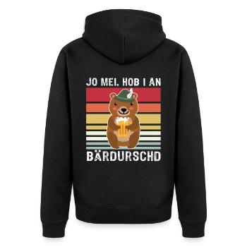 Bier Bayern Dialekt Bär Volksfest Biersprüche - Unisex Premium Bio Zip Hoodie - Schwarz - Hinten - Nico (187cm)