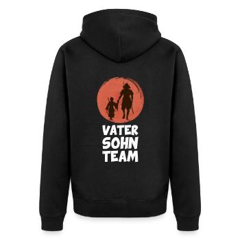 Japanischer Samurai Vater und Sohn Team Vatertag - Unisex Premium Bio Zip Hoodie - Schwarz - Hinten - Nico (187cm)