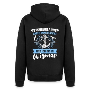 Stadt Wismar Sprüche Wismarer - Unisex Premium Bio Zip Hoodie - Schwarz - Hinten - Nico (187cm)