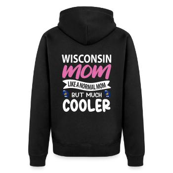Wisconsin mother gift - Unisex Premium Organic Zip Hoodie - black - Back - Nico (187cm)