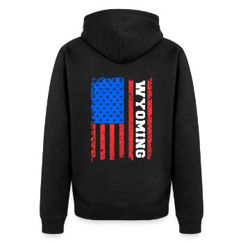 Wyoming Usa flaggen geschenk - Unisex Premium Bio Zip Hoodie - Schwarz - Hinten - Nico (187cm)