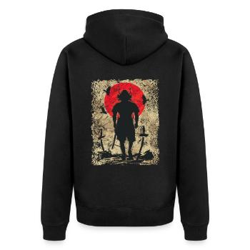 Schwertkämpfer Krieger Japanischer Samurai - Unisex Premium Bio Zip Hoodie - Schwarz - Hinten - Nico (187cm)