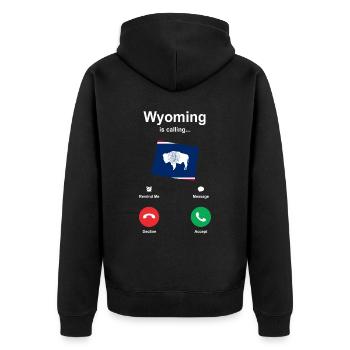 Reisen Wyoming Geschenk - Unisex Premium Bio Zip Hoodie - Schwarz - Hinten - Nico (187cm)