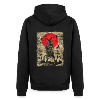 Schwertkämpfer Krieger Japanischer Samurai - Unisex Premium Bio Zip Hoodie - Schwarz - Hinten - Nico (187cm)