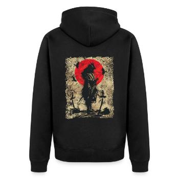 Schwertkämpfer Krieger Japanischer Samurai - Unisex Premium Bio Zip Hoodie - Schwarz - Hinten - Nico (187cm)