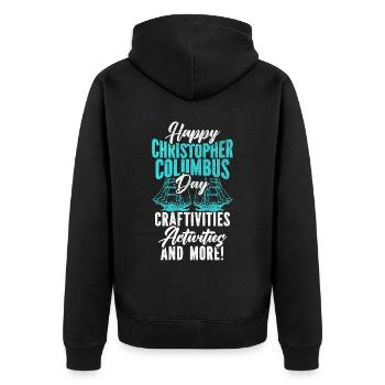 Alles Gute zum Christopher Columbus Day Italoamerikaner - Unisex Premium Bio Zip Hoodie - Schwarz - Hinten - Nico (187cm)
