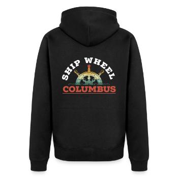 Ship Wheel Columbus Day Christopher Columbus - Unisex Premium Organic Zip Hoodie - black - Back - Nico (187cm)