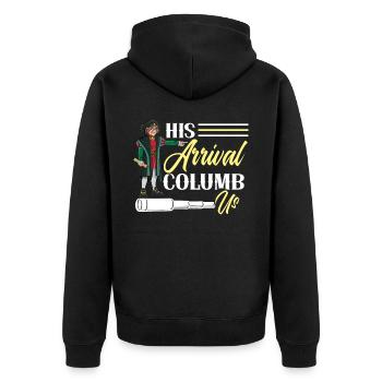 Seine Ankunft columb us Christoph Kolumbus Tag - Unisex Premium Bio Zip Hoodie - Schwarz - Hinten - Nico (187cm)