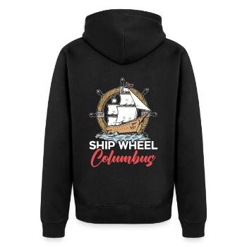 Ship Wheel Columbus Day Christopher Columbus - Unisex Premium Organic Zip Hoodie - black - Back - Nico (187cm)