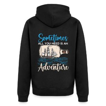 Alles, was Sie brauchen, ist ein Abenteuer Happy Columbus Day - Unisex Premium Bio Zip Hoodie - Schwarz - Hinten - Nico (187cm)