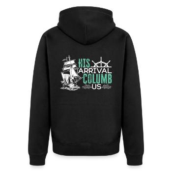 Seine Ankunft columb us Christoph Kolumbus Tag - Unisex Premium Bio Zip Hoodie - Schwarz - Hinten - Nico (187cm)