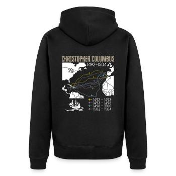 Christopher Columbus Day Italienisch-Amerikaner - Unisex Premium Bio Zip Hoodie - Schwarz - Hinten - Nico (187cm)
