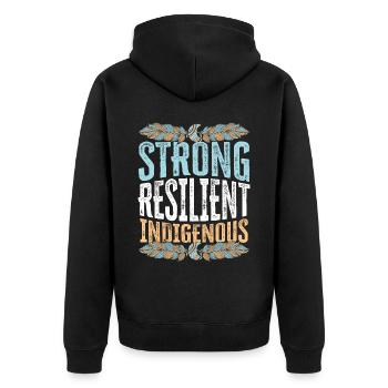 Starke, widerstandsfähige indigene amerikanische Ureinwohner - Unisex Premium Bio Zip Hoodie - Schwarz - Hinten - Nico (187cm)
