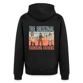 The Original Founding Fathers Indigenous People - Unisex Premium Organic Zip Hoodie - black - Back - Nico (187cm)
