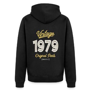 Vintage 1979 Pièces d’origine - 43ème anniversaire Rétro - Veste à capuche bio Premium Unisexe - noir - Dos - Nico (187cm)