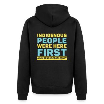Les peuples autochtones étaient ici les premiers Amérindiens - Veste à capuche bio Premium Unisexe - noir - Dos - Nico (187cm)