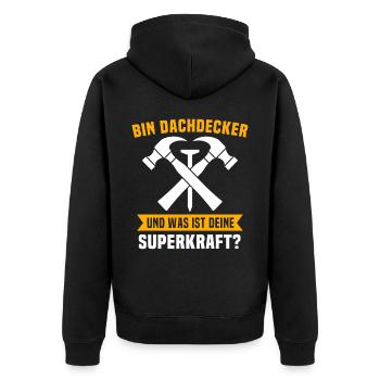 Dachdecker Beruf Dachdecken - Unisex Premium Bio Zip Hoodie - Schwarz - Hinten - Nico (187cm)