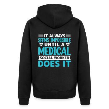 Travailleur social médical Emploi Hôpital - Veste à capuche bio Premium Unisexe - noir - Dos - Nico (187cm)
