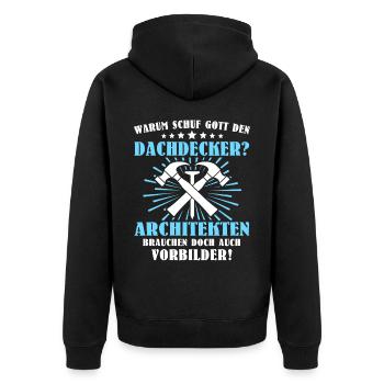 Dachdecker Beruf Dachdecken - Unisex Premium Bio Zip Hoodie - Schwarz - Hinten - Nico (187cm)