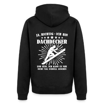 Dachdecker Beruf Dachdecken - Unisex Premium Bio Zip Hoodie - Schwarz - Hinten - Nico (187cm)