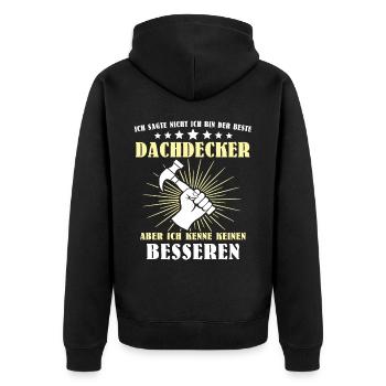 Dachdecker Beruf Dachdecken - Unisex Premium Bio Zip Hoodie - Schwarz - Hinten - Nico (187cm)