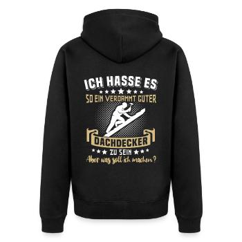 Dachdecker Beruf Dachdecken - Unisex Premium Bio Zip Hoodie - Schwarz - Hinten - Nico (187cm)