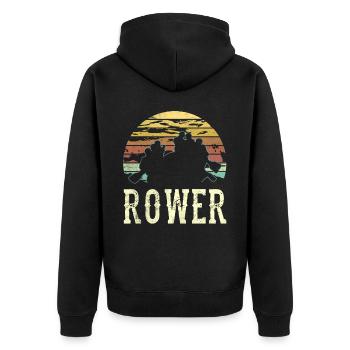 Ruderer Rudersport Ruderboot Rudern Ruder - Unisex Premium Bio Zip Hoodie - Schwarz - Hinten - Nico (187cm)