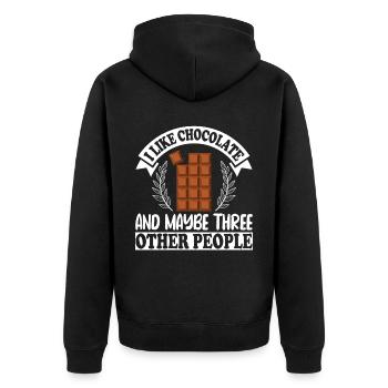 I like Chocolate and maybe three other people - Unisex Premium Organic Zip Hoodie - black - Back - Nico (187cm)