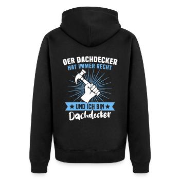 Dachdecker Beruf Dachdecken - Unisex Premium Bio Zip Hoodie - Schwarz - Hinten - Nico (187cm)