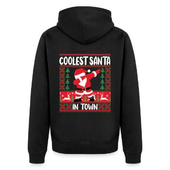 Coolest Santa in Town - Unisex Premium Bio Zip Hoodie - Schwarz - Hinten - Nico (187cm)