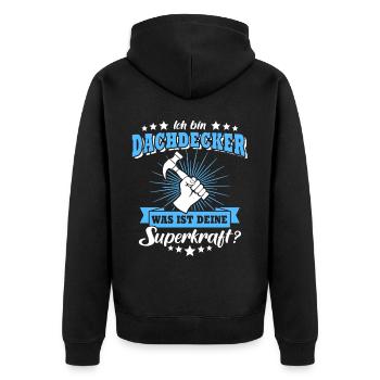 Dachdecker Beruf Dachdecken - Unisex Premium Bio Zip Hoodie - Schwarz - Hinten - Nico (187cm)