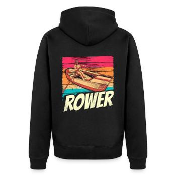 Ruderer Ruderboot Rudern Rudersport Ruder - Unisex Premium Bio Zip Hoodie - Schwarz - Hinten - Nico (187cm)