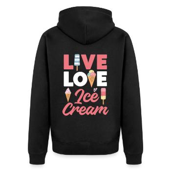 Ice Cream Cone Popsicle Live Love - Unisex Premium Bio Zip Hoodie - Schwarz - Hinten - Nico (187cm)