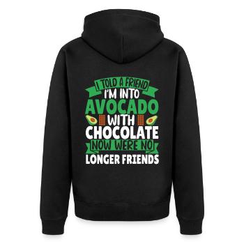 I told a Friend I'm into Avocado with Chocolate - Unisex Premium Organic Zip Hoodie - black - Back - Nico (187cm)